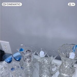 Waterford Crystal Glassware Set with Blue Accents
